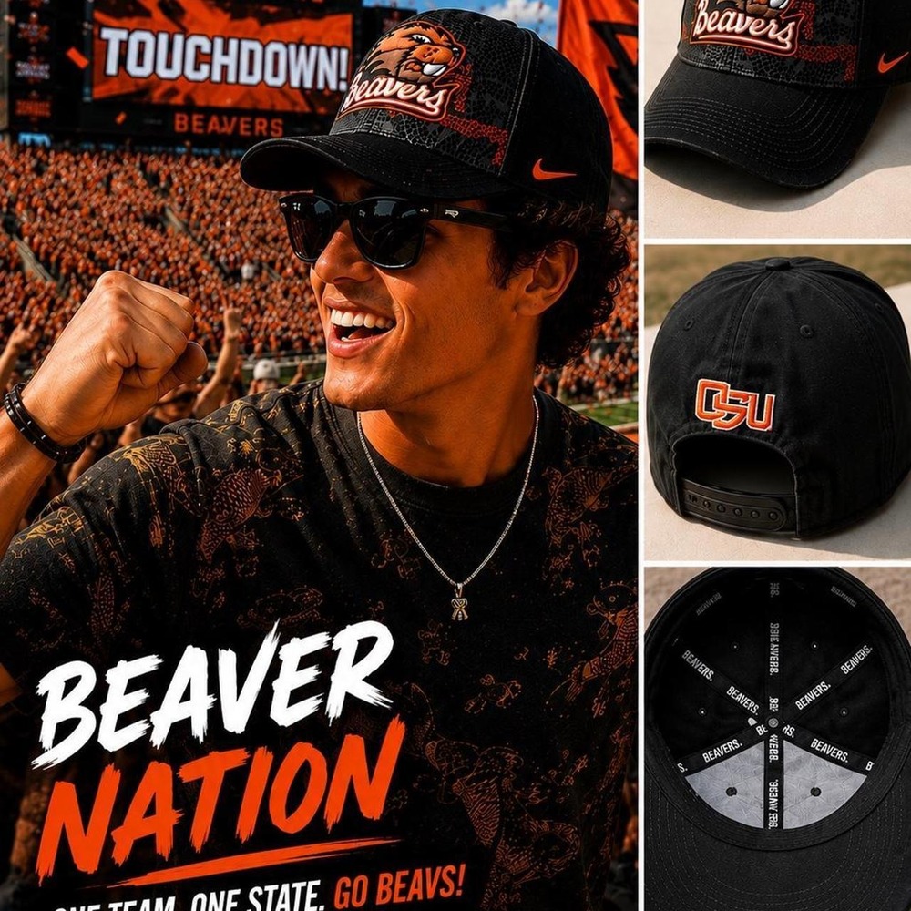 Nike Oregon State Beavers Fitted Hat Black Orange Cap
